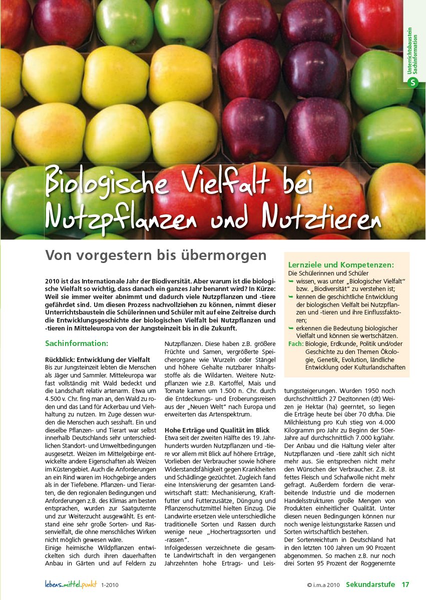 Biologische Vielfalt - bei NNutzpflanzen und Nutztieren