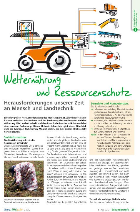 Welternährung und Ressourcenschutz - Herausforderungen unserer Zeit an Mensch und Landtechnik
