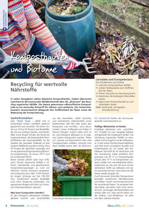 Komposthaufen und Biotonne - Recycling für wertvolle Nährstoffe