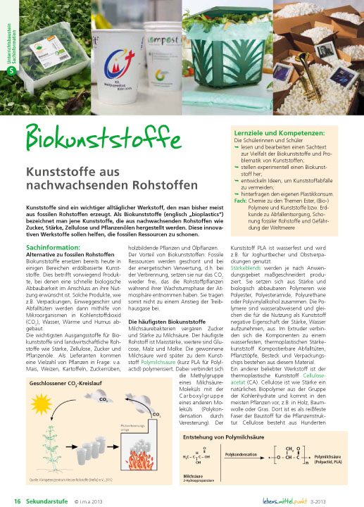 Biokunststoffe - Kunststoffe aus nachwachsenden Rohstoffen
