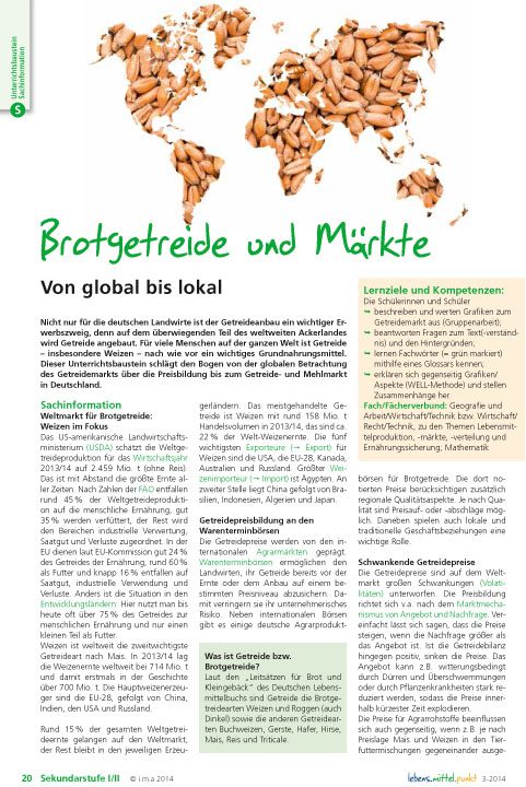 Brotgetreide und Märkte -  von global bis lokal
