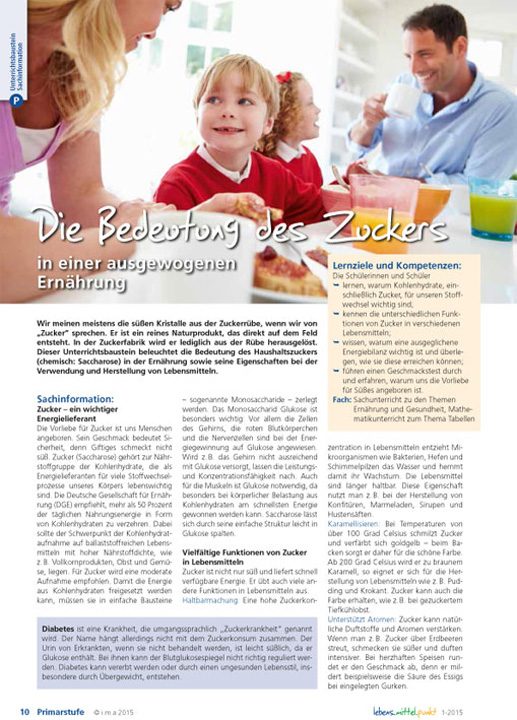Die Bedeutung des Zuckers -  in einer ausgewogenen Ernährung