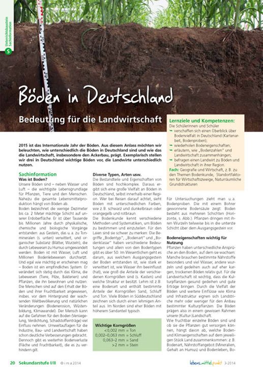Böden in Deutschland - Bedeutung für die Landwirtschaft