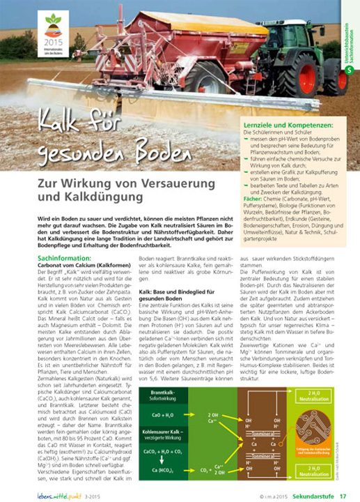 Kalk für gesunden Boden - Zur Wirkung von Versauerung und Kalkdüngung