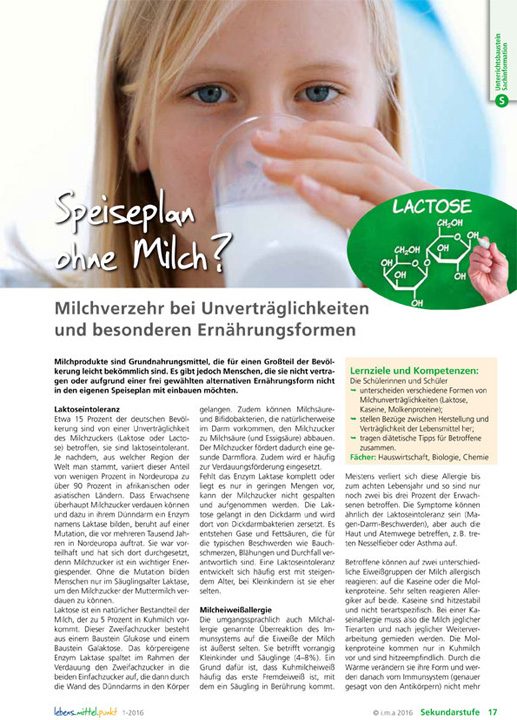 Speiseplan ohne Milch? - Milchverzehr bei Unverträglichkeiten und besonderen Ernährungsformen