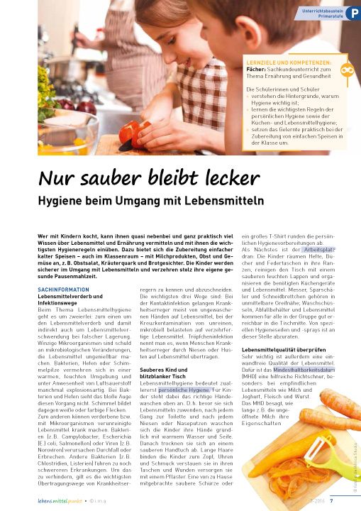 Nur sauber bleibt lecker - Hygiene beim Umgang mit Lebensmittteln