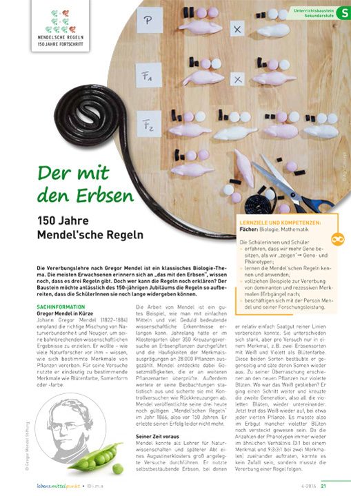 Der mit den Erbsen - 150 Jahre Mendel'sche Regeln