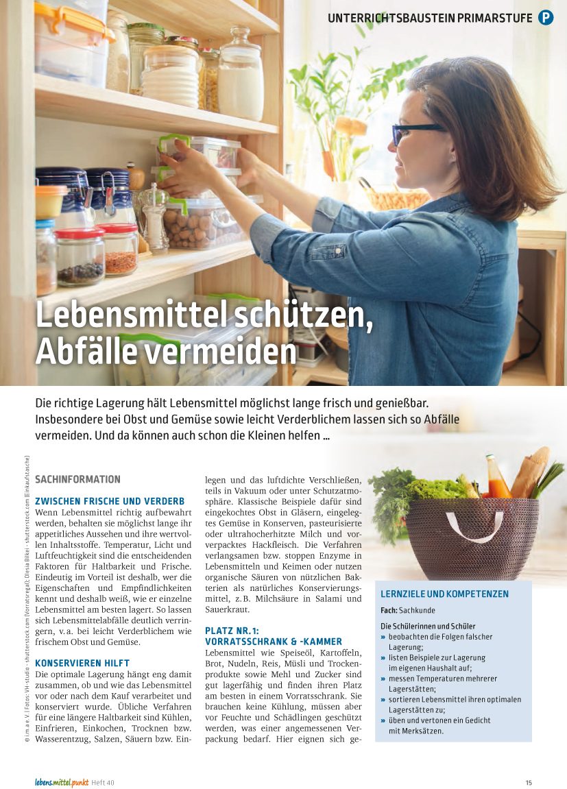 Lebensmittel schützen, Abfälle Vermeiden - Lebensmittelabfälle