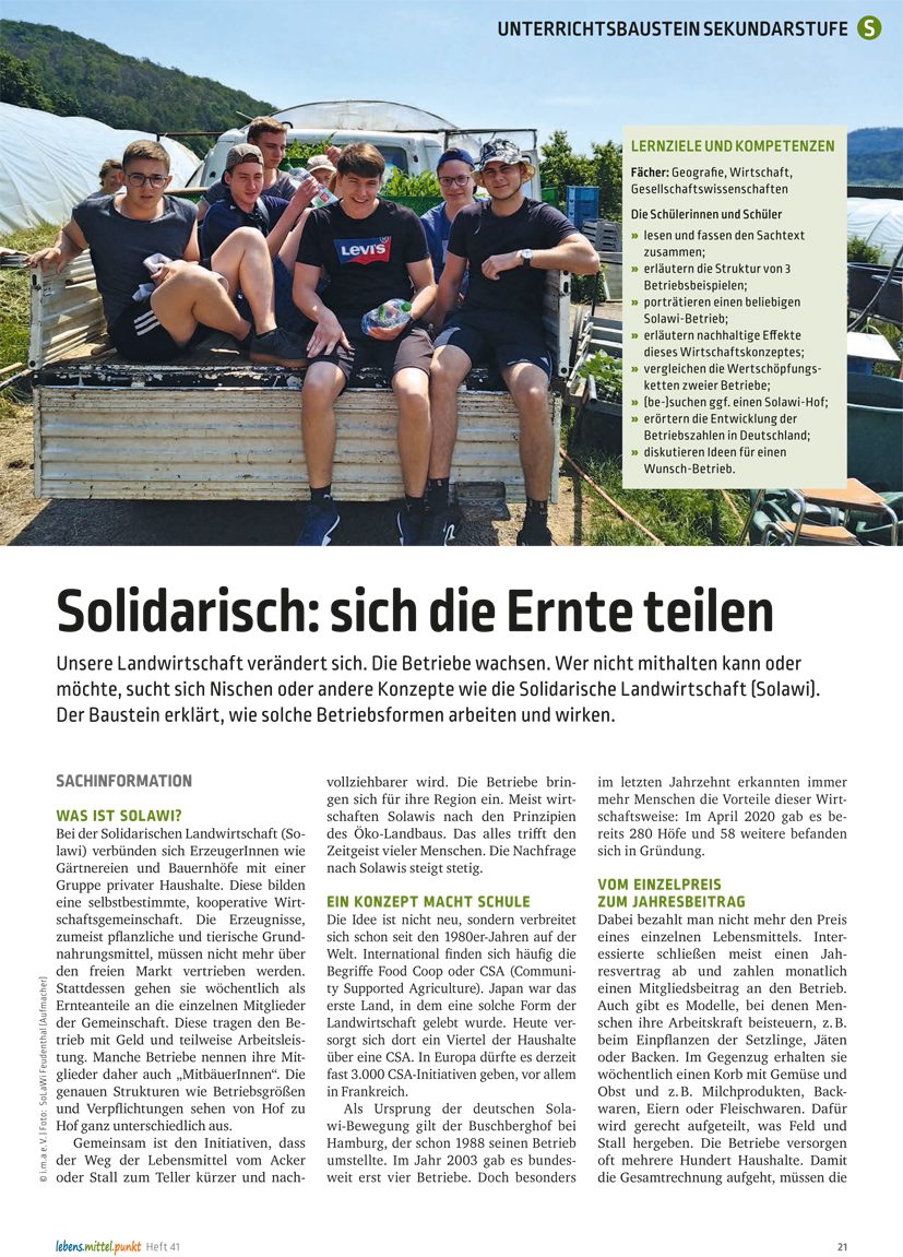 Solidarisch - sich die Ernte teilen