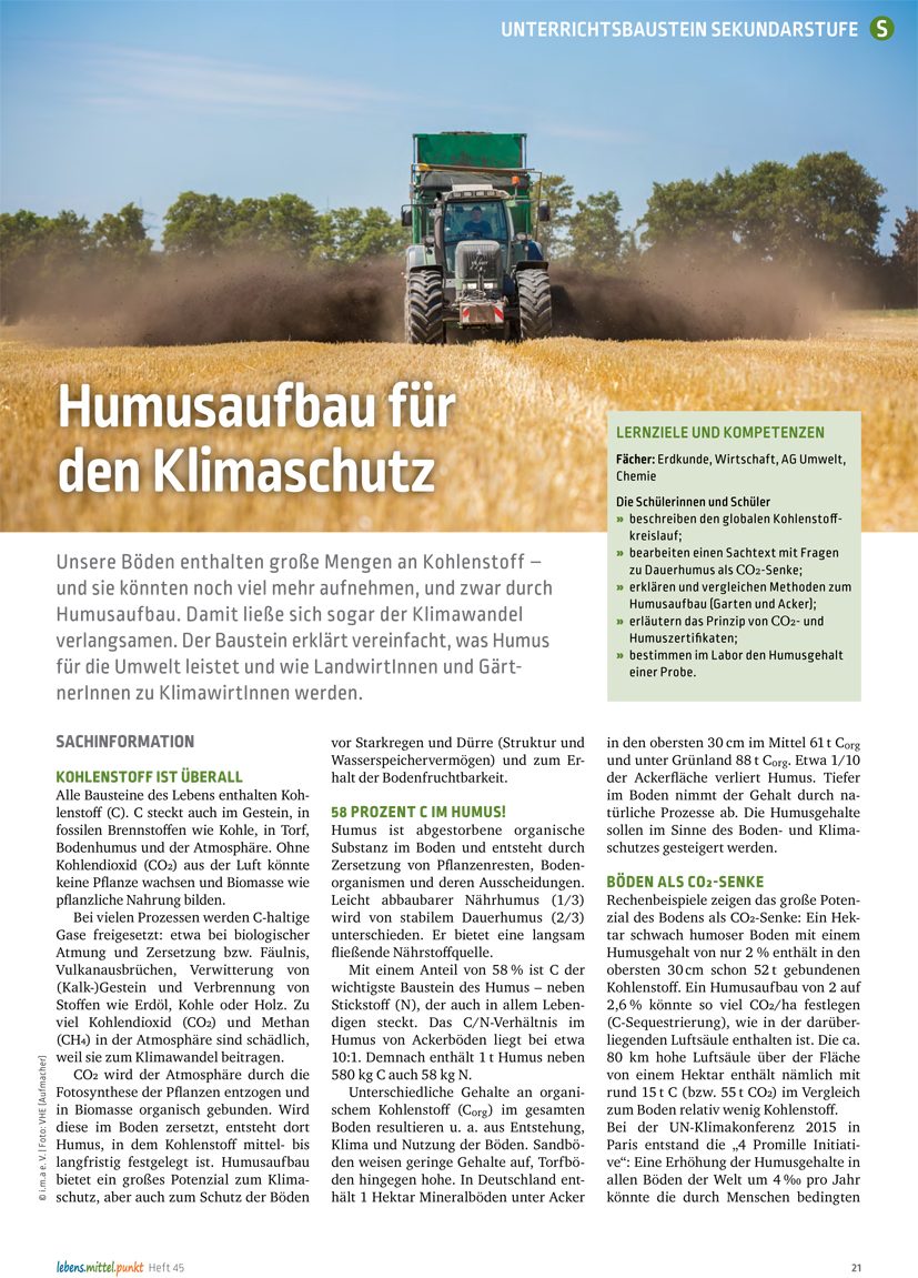 Humusaufbau für Klimaschutz - Was Humus leistet