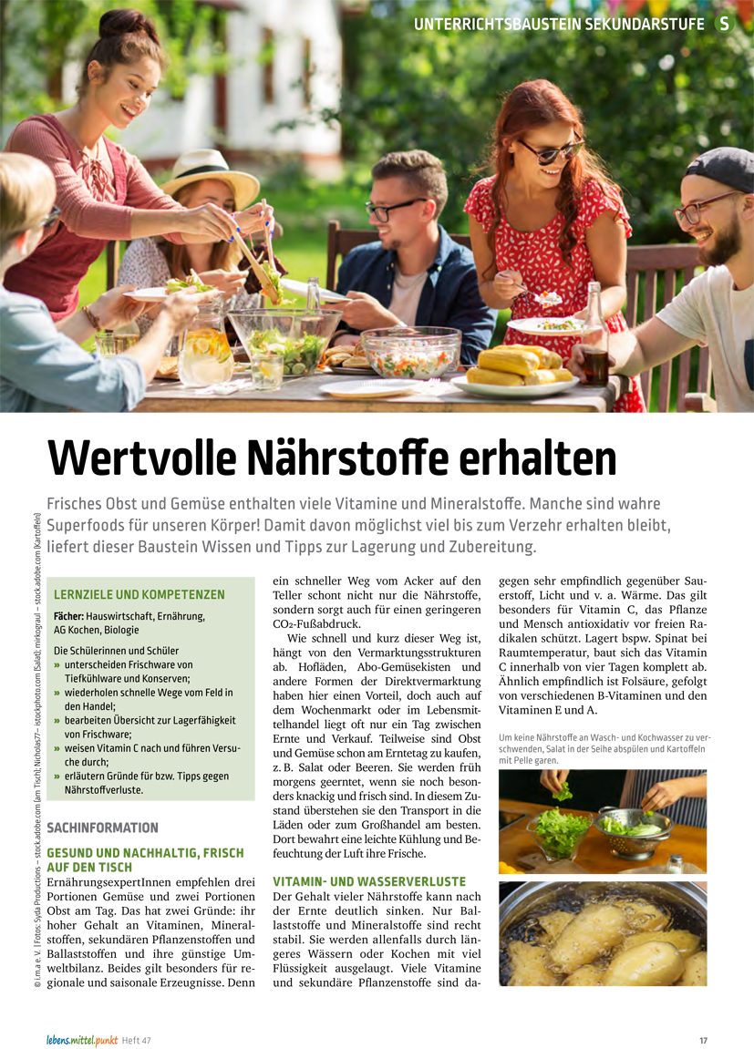 Lagerung und Zubereitung - wertvolle Nährstoffe erhalten