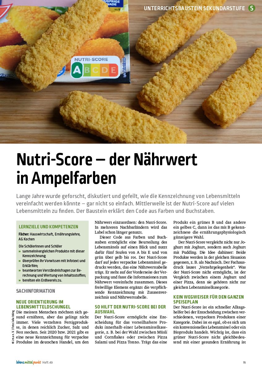 Nutri-Score - Nährwert in Ampelfarben