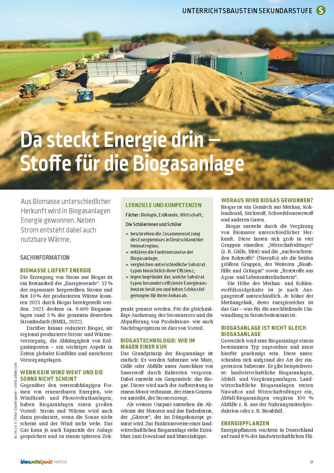 Biogasanlagen - Die Energie der Substrate