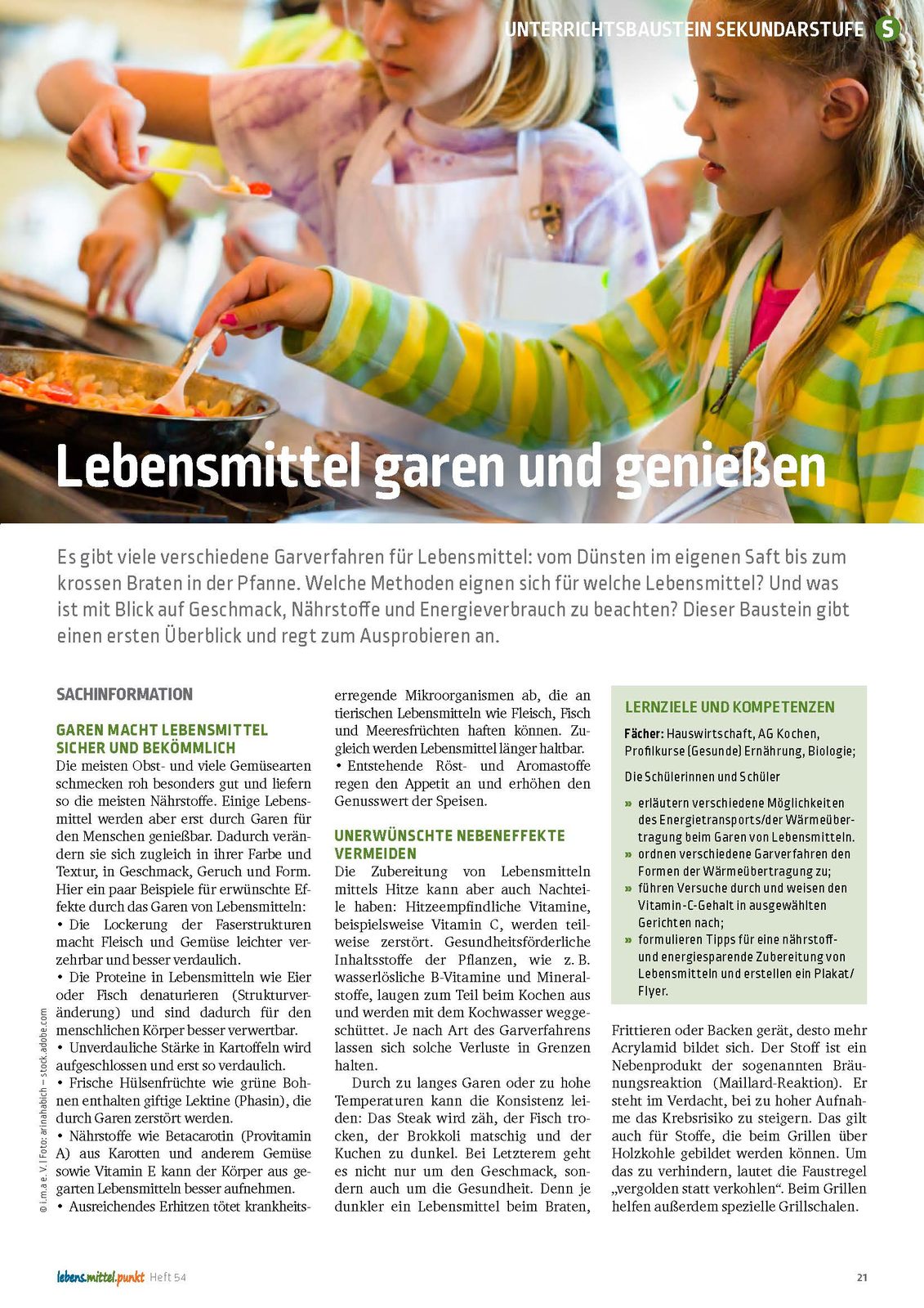 Lebensmittel garen - Alltagskompetenz im Überblick